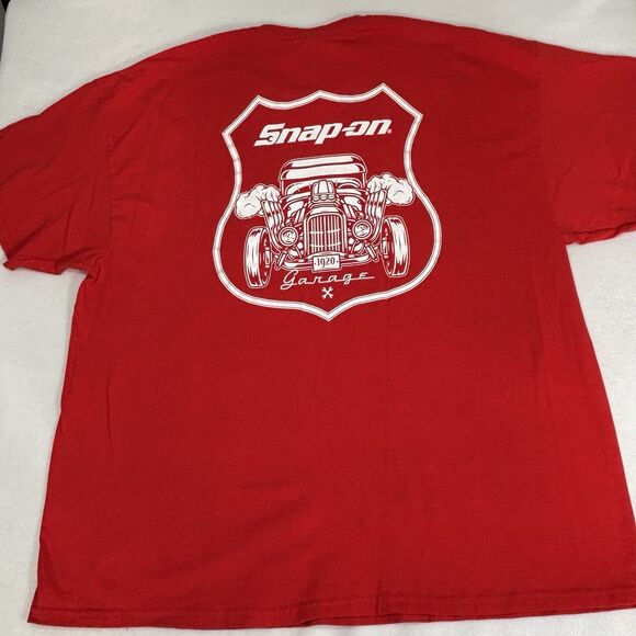 SNAP-ON Garage T Shirt Red With White Graphics - Picture 1 of 5